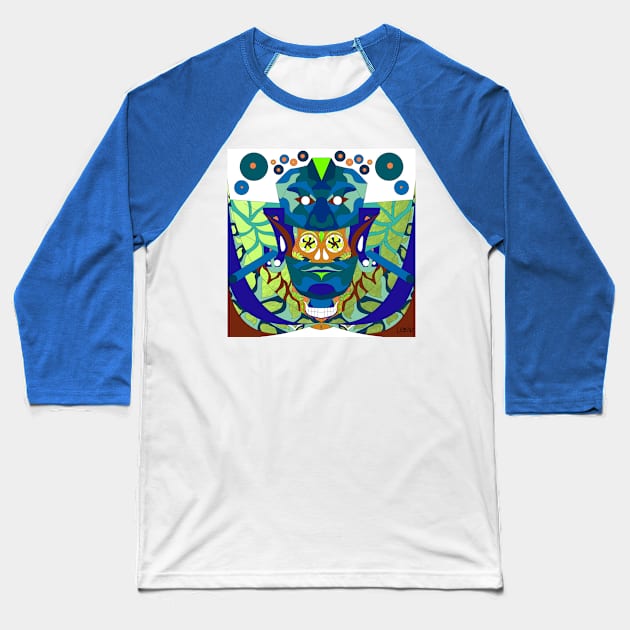 mexican queen of the red blood in jade palenque style ecopop mask Baseball T-Shirt by jorge_lebeau